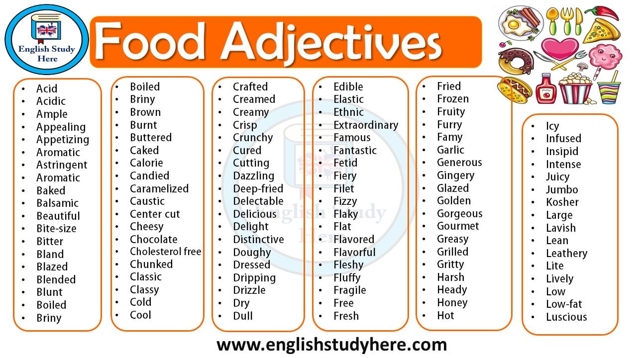 Adjectives Describing Food Worksheet