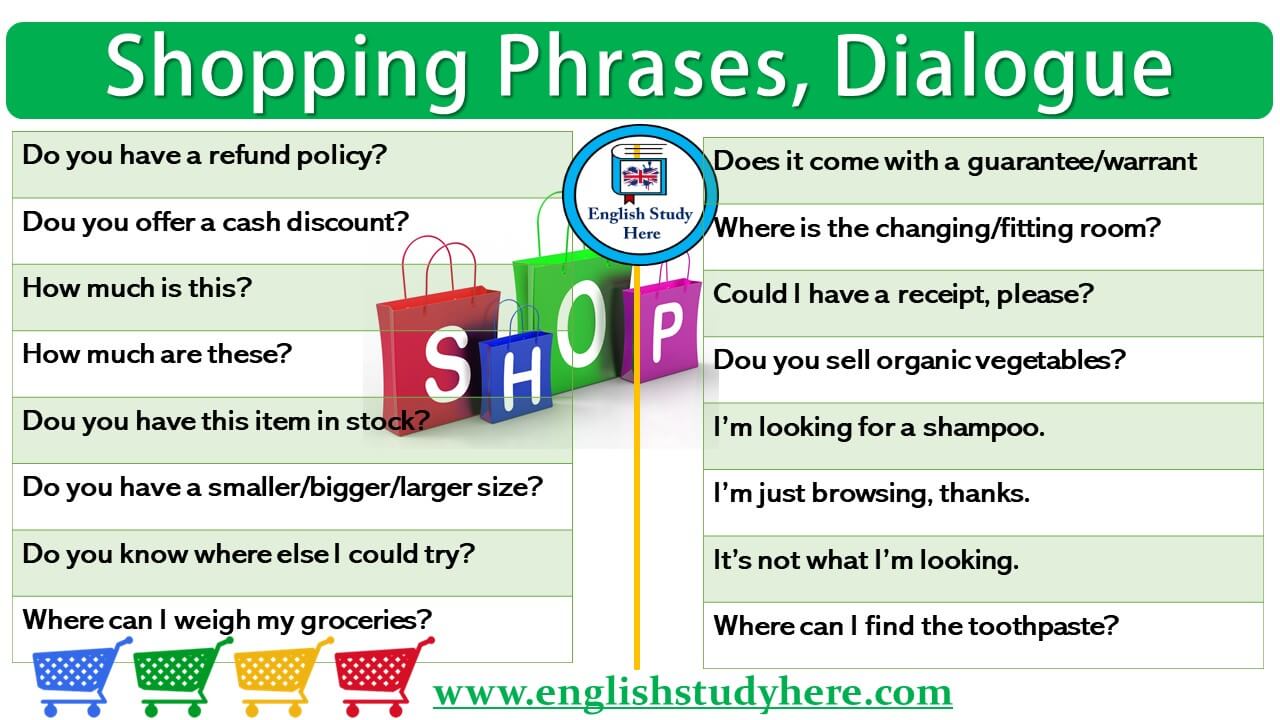Shopping Phrases, Dialogue - English Study Here