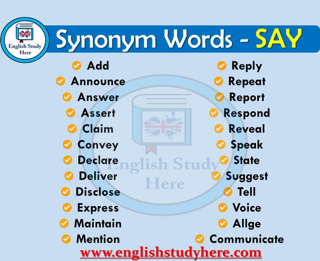 Say Synonyms Words English Study Here