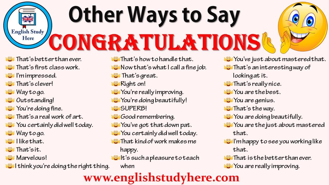 Other Ways to Say CONGRATULATIONS - English Study Here
