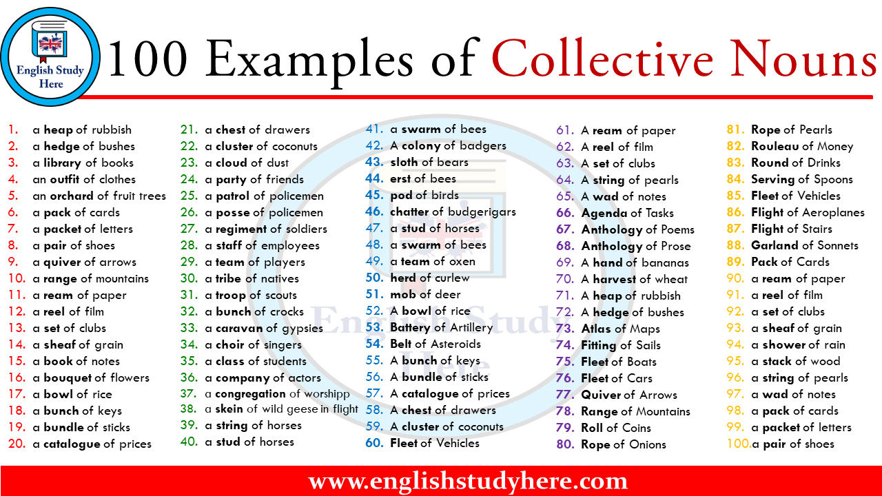 100 Examples of Collective Nouns - English Study Here