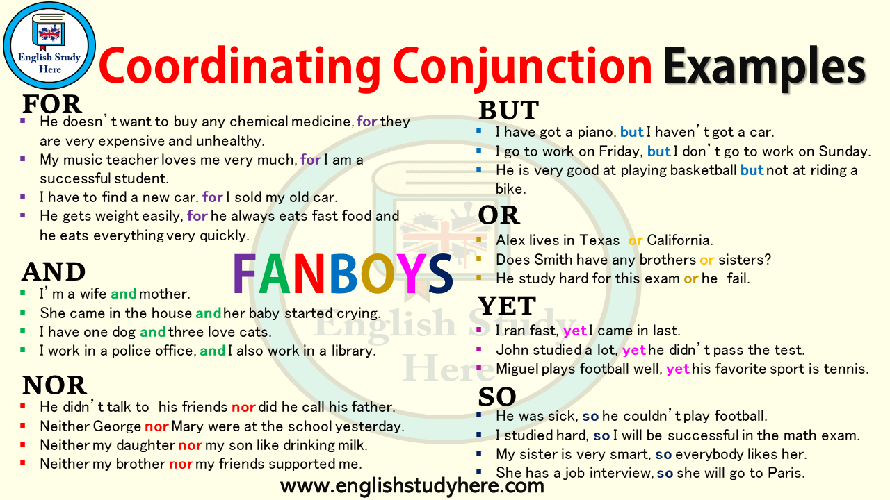 Coordinating Conjunction  Definition, Examples of Coordinators