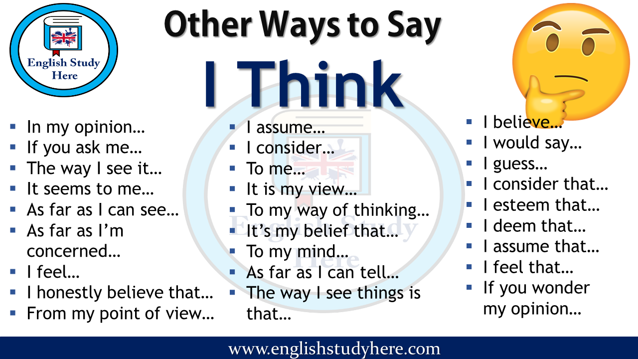 Other Ways to Say I Think English Study Here