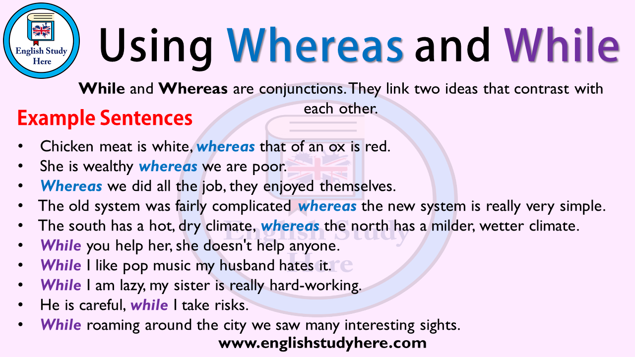 Using Whereas and While in English - English Study Here