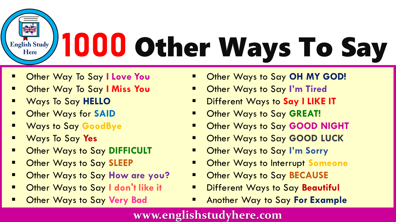 1000 Other Ways To Say   English Study Here