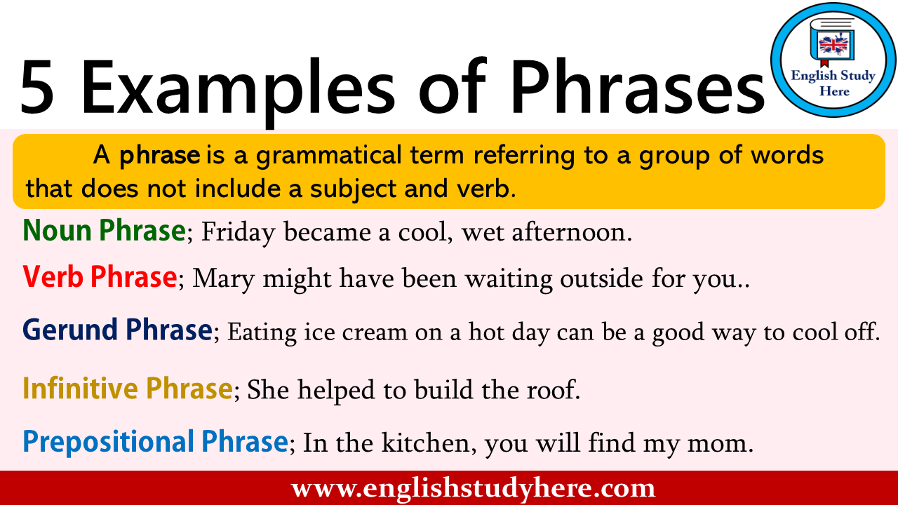 5 Examples of Phrases - English Study Here