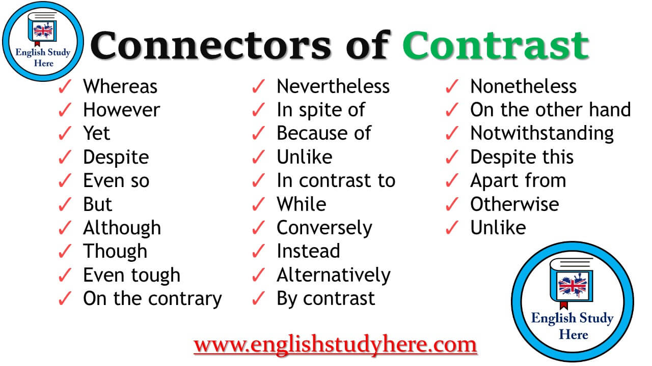 Connectors of Contrast list