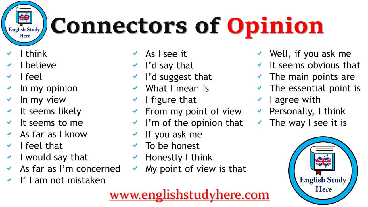 Connectors of Opinion in English