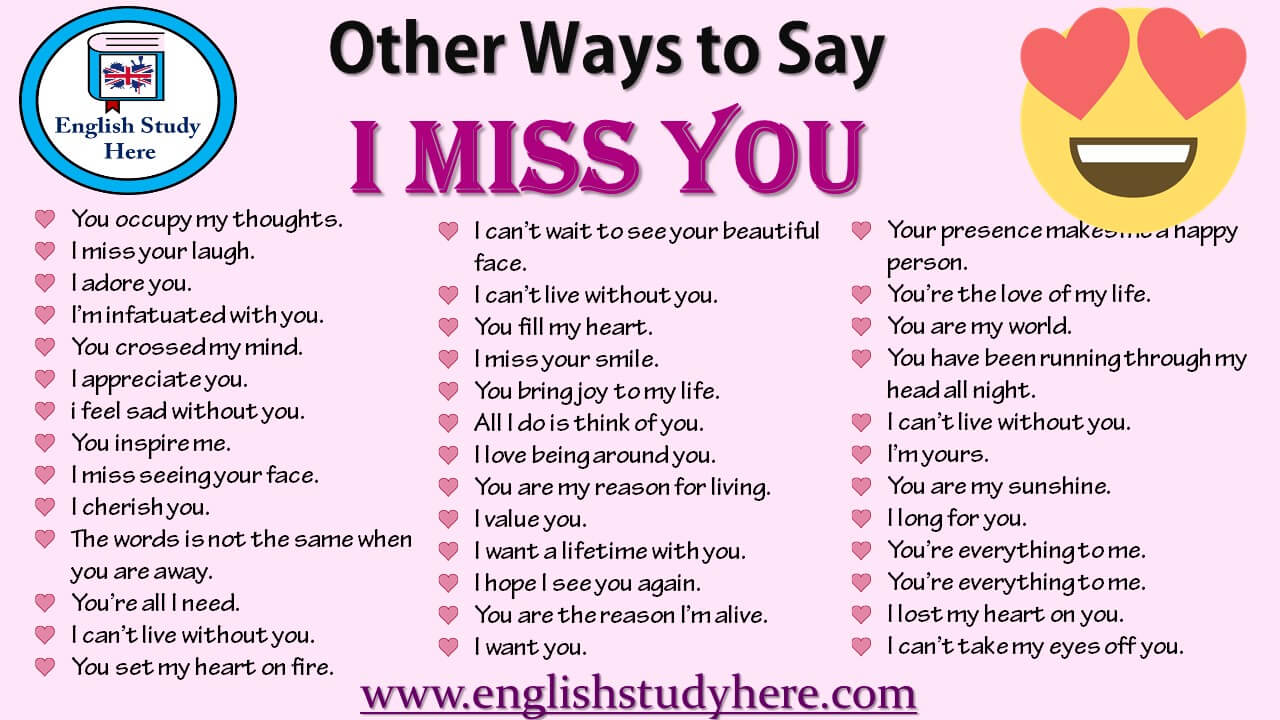 Other Ways To Say I MISS YOU In English English Study Here