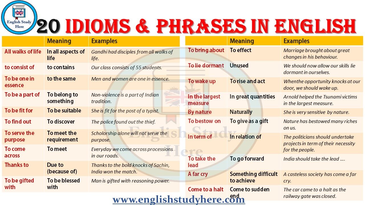 Idioms and Phrases in English