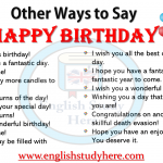 Other Ways to Say HAPPY BIRTHDAY