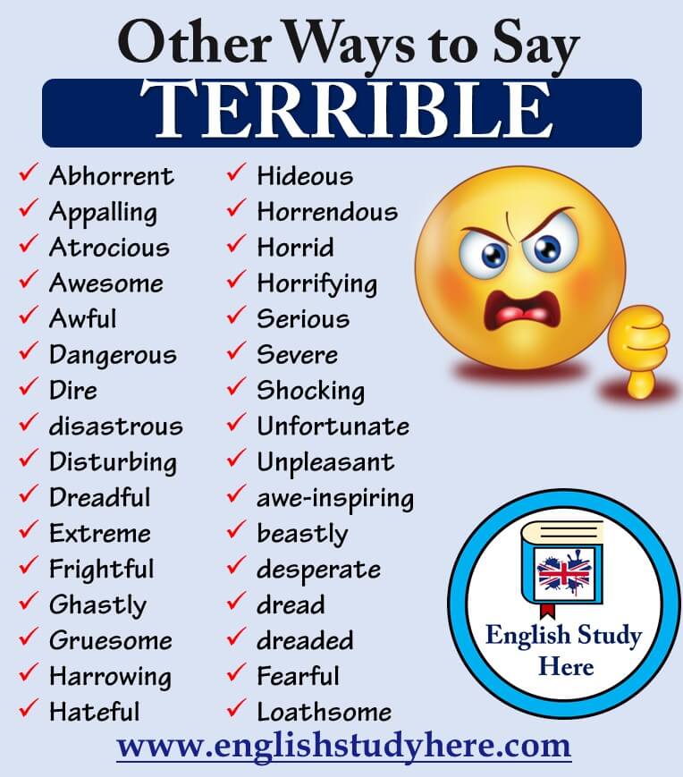 Other Ways to Say TERRIBLE in English