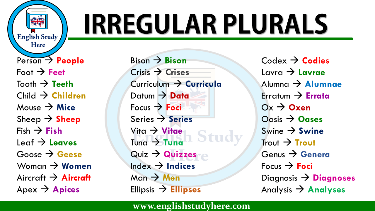 Irregular plurals in english