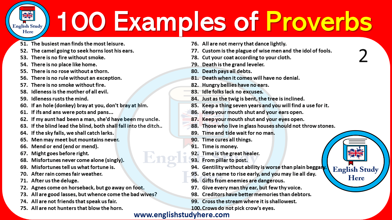 100 Examples of Proverbs