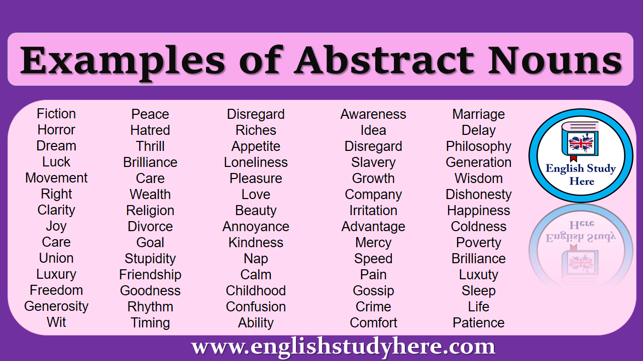 Examples Of Abstract Nouns English Study Here