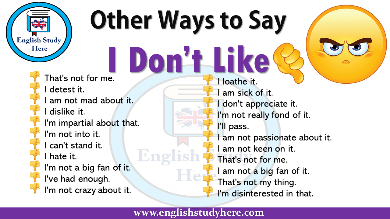 Other Ways to Say I Don’t Like