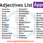 Strong Adjectives List - Appearance