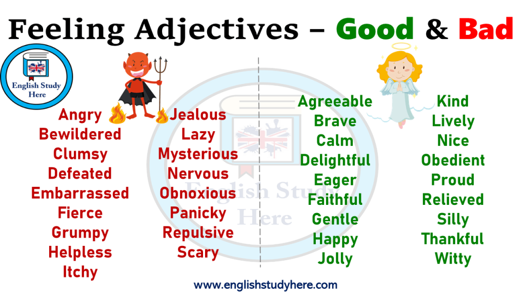 Feeling Adjectives – Good and Bad - English Study Here