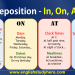 Preposition - In, On, At, Ago in English