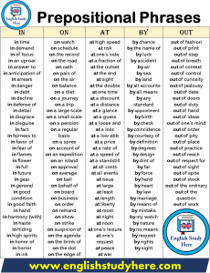 List of Prepositional Phrases - English Study Here