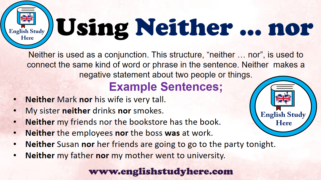 Using Neither nor in English