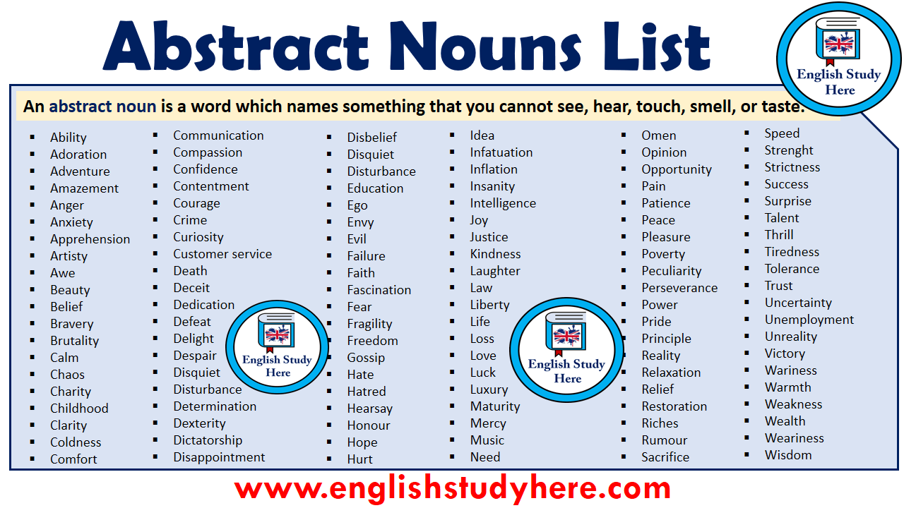Abstract Nouns List in English