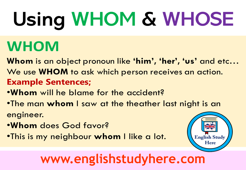 Using, Difference Whom and Whose in English