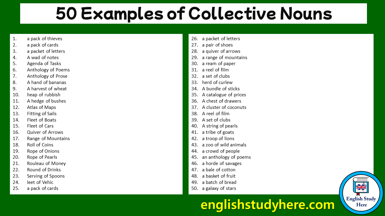 50 Examples of Collective Nouns - English Study Here