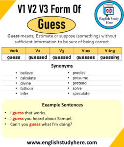 Past Tense of Guess, Past Participle of Guess, V1 V2 V3 V4 V5 Form of ...