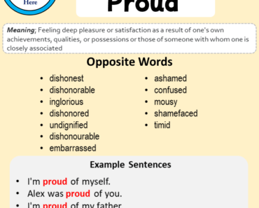 Antonym Of Proud Archives English Study Here
