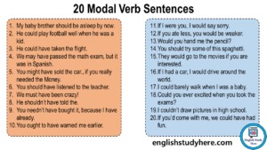 20 Modal Verb Sentences, Using Modal Verb Example Sentences - English ...