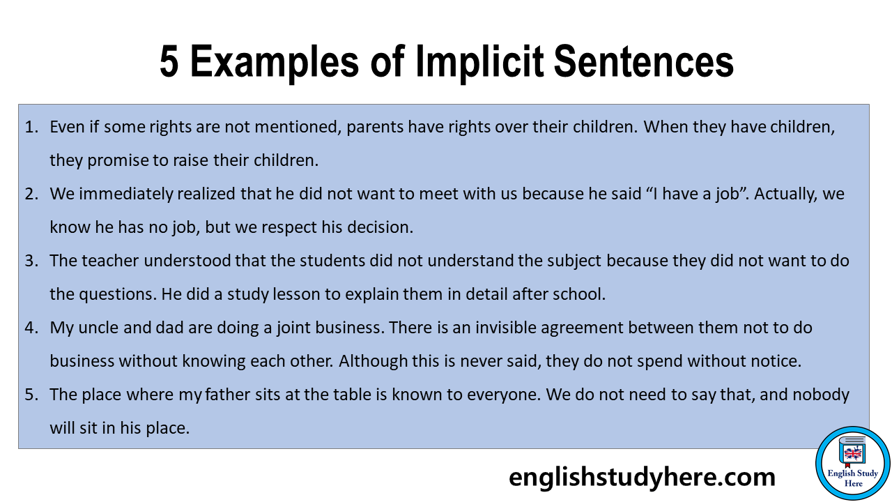 5 Examples Of Implicit Sentences English Study Here