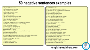 50 Negative Sentences Examples - English Study Here