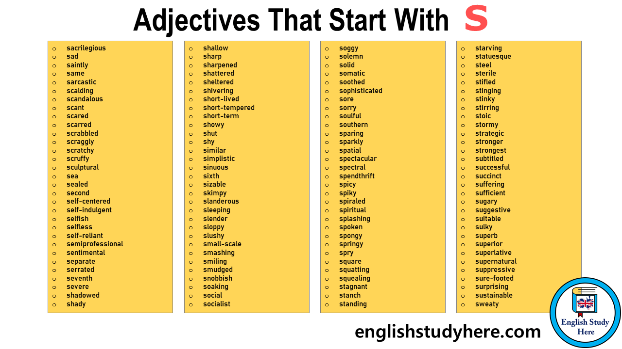Adjectives That Start with S - English Study Here